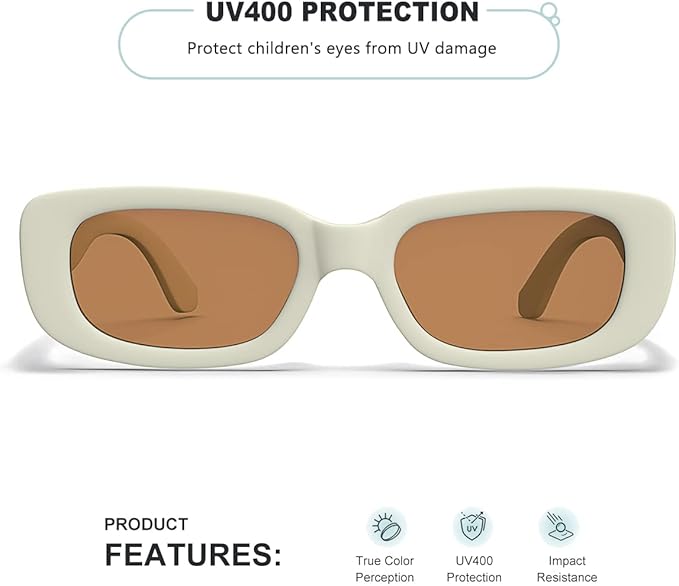 Retro Rectangle Kids Sunglasses 90’s Vintage Fashion Narrow Square Frame Glasses Shades for Girls Boys UV Protection