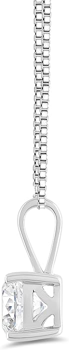 Everyday Elegance Solid 14K Gold Cubic Zirconia Solitaire Pendant Necklace for Women Heart, Princess, Round, Oval, Emerald, Pear & Cushion Cut 1 or 2 CTW | .60mm Thick 16" 18" Length Box Link Chain