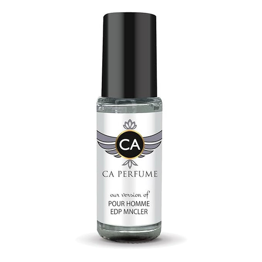 CA Perfume Impression of Pour Homme Edp Mncler for Men Perfume Oil Woody Aromatic Scent Long Lasting Cologne for Men Travel Size Mini Perfume Sample TSA Ready Body Oil Roll-on 0.14 Fl Oz 4ml