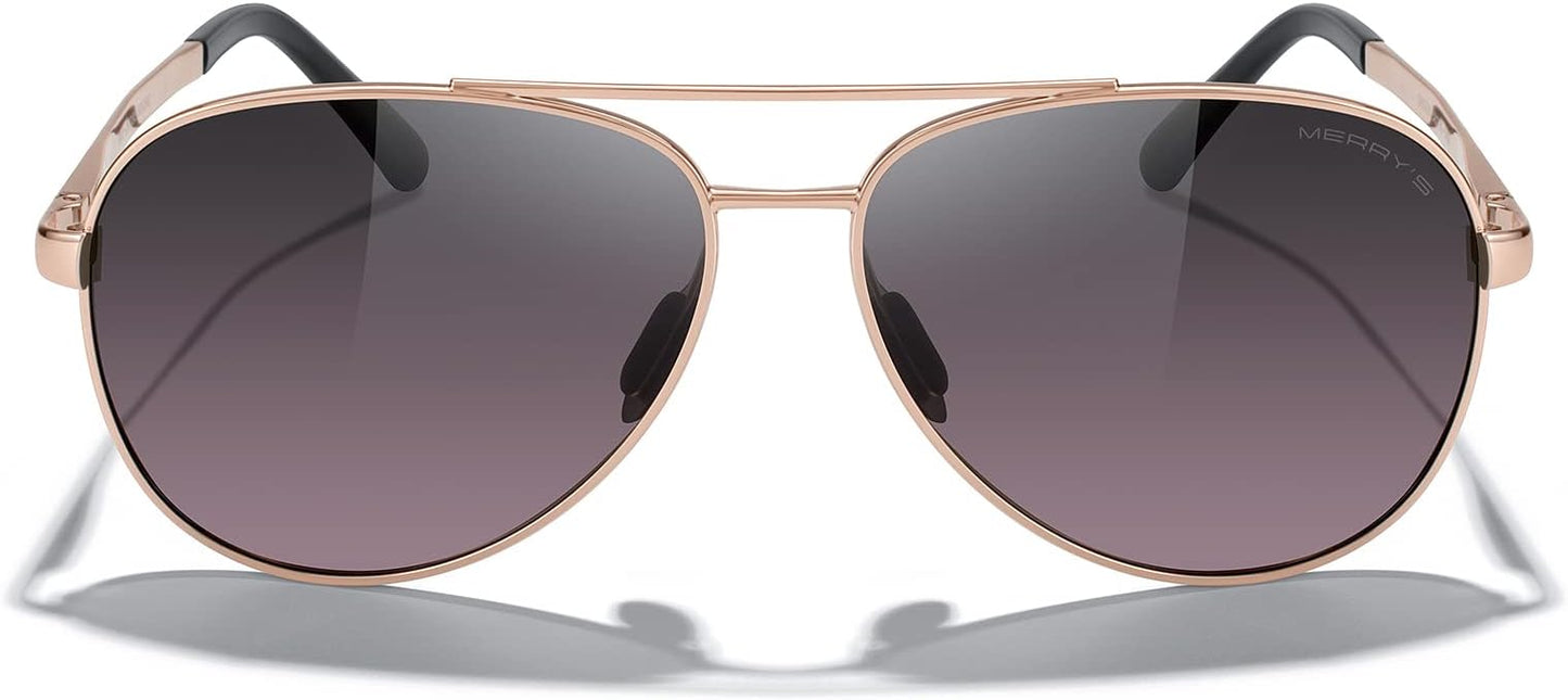 MERRY'S Aviator Sunglasses for Men Women - Polarized Driving Sun glasses Mirrored Lens UV 400 Protection 58 MM