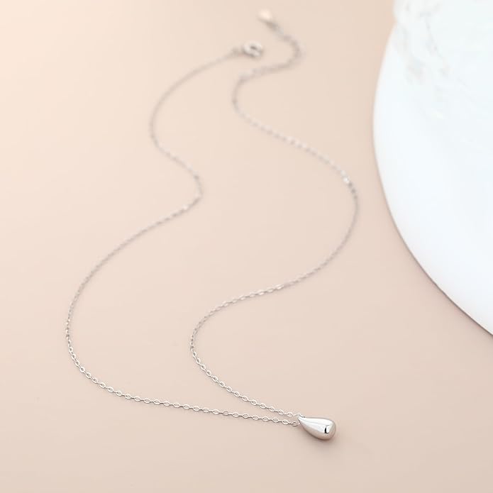 EVEYE S925 Sterling Silver Necklace For Women, Teardrop Pendant Necklaces, Pear Pendant Necklace Jewelry Minimalist style Gift