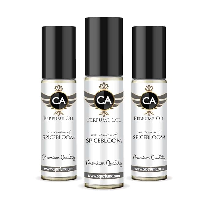 CA Perfume Impression of Spicebloom for Men Eau De Parfum Woody Spicy Scent Long Lasting Cologne for Men Travel Size TSA Ready for Day and Night Wear 0.33 Fl Oz 10ml (Pack of 3)