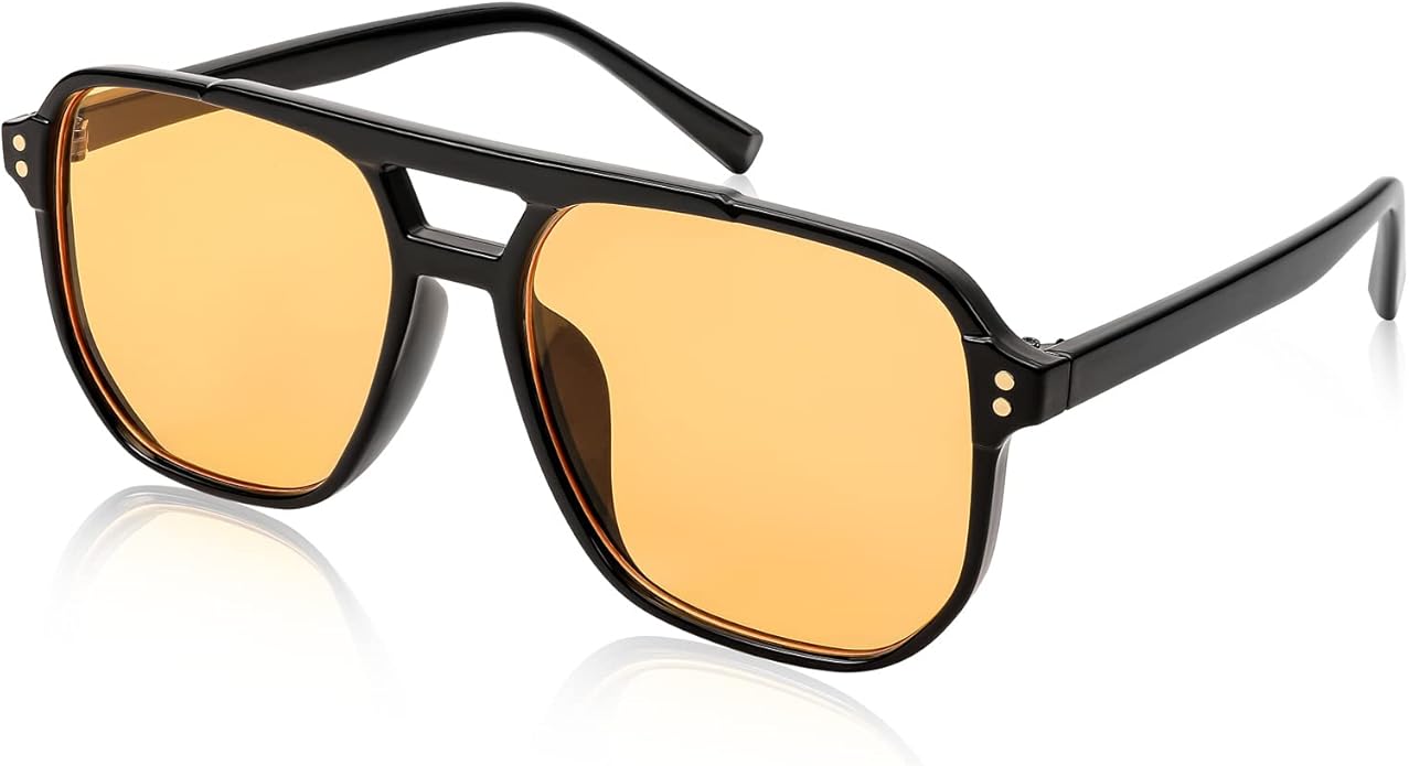 FEISEDY Retro Square Aviator Sunglasses Women Men 70s Vintage Trendy Plastic Frame Sun Glasses B2835