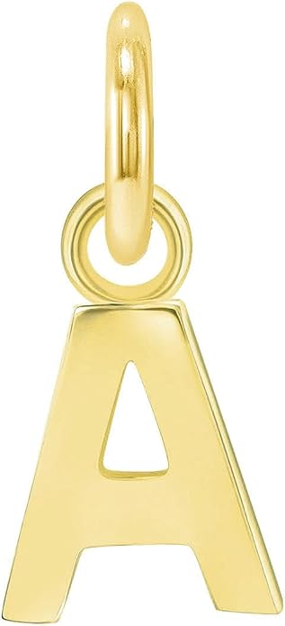 Takar Dainty 10K Gold Mini Initial Letter Pendant, A-Z Bold Gold Letter Charm For Women And Men, Personalized Pendant Charms, Christmas Gift for Women and Men Made In USA