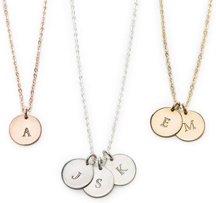 Endless Story Initial Necklaces for Women, Sterling Silver, 14K Gold Filled Custom Dainty Letter Necklace, Initial Necklace, 9mm Disc Pendant, Mom Necklace, Gift for Mom, Daughter, Grandma
