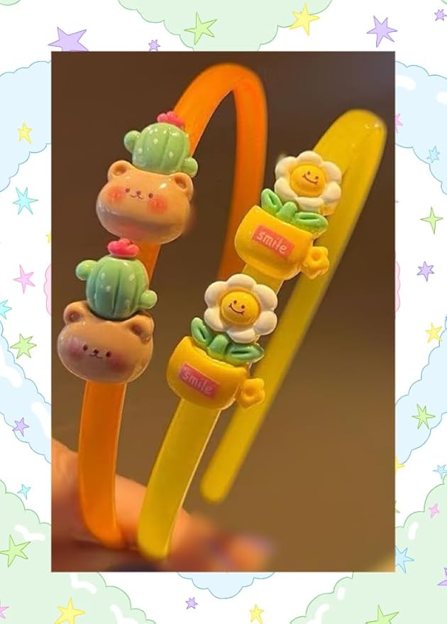 5Pcs Girls Headbands, Sunflower Hairband for Kids, Cute Cartoon Head Band, Hair Bands, Colorful Hair accessories, Party Gifts