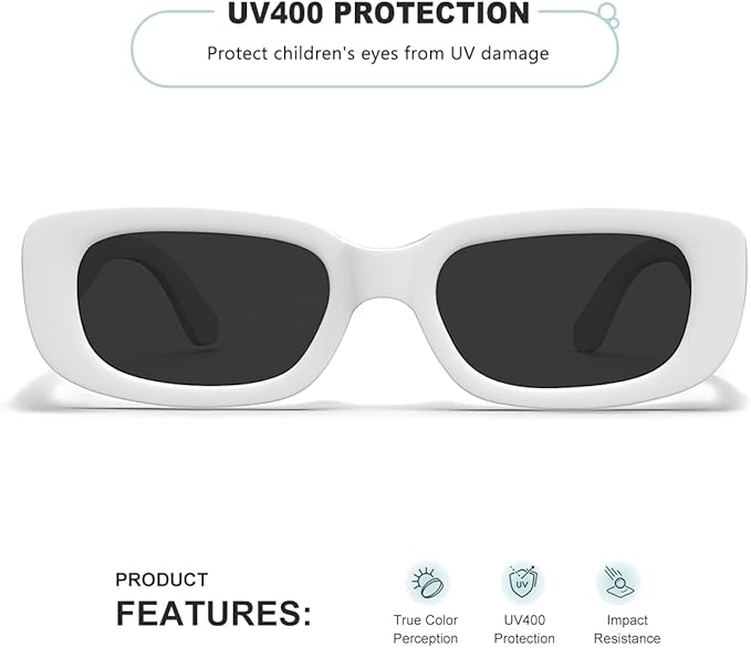 Retro Rectangle Kids Sunglasses 90’s Vintage Fashion Narrow Square Frame Glasses Shades for Girls Boys UV Protection