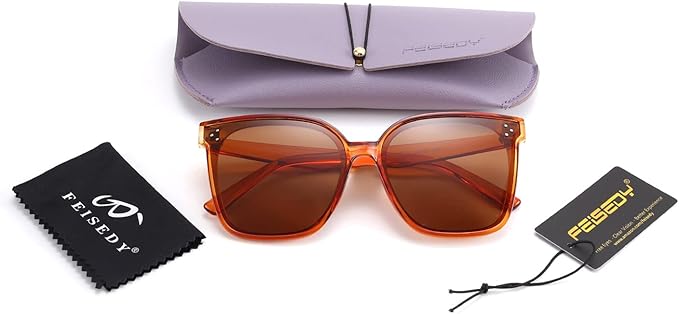 FEISEDY Oversized Polarized Sunglasses - UV400 Protection, Square Fashion Sun Glasses for Outdoor & Daily B2600