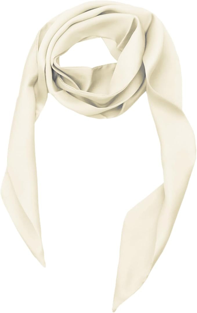Long Satin Neckerchief Versatile Ribbon Tie Neck Scarf Solid Color Skinny Womens Tie