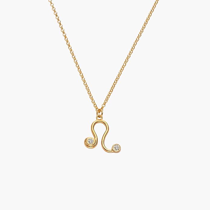 OAK & LUNA - Zodiac Sing Necklace – Moissanite Star Sign Pendant on 18" Rolo Chain – Available in 18K Gold Vermeil or Sterling Silver
