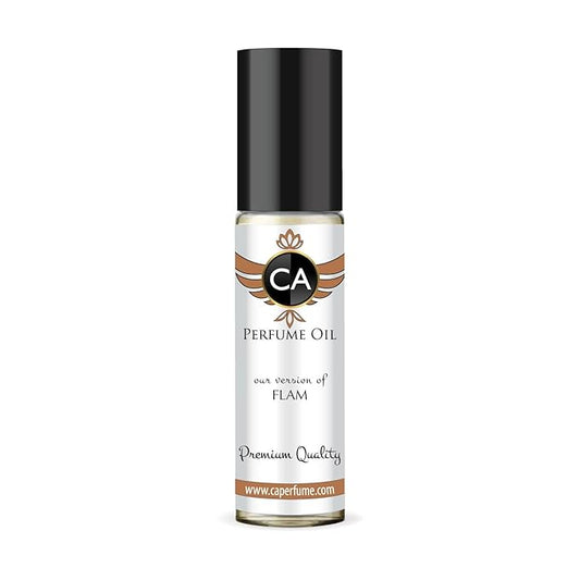 CA Perfume Impression of Flam Unisex Fragrance Oil Floral Woody Scent Long Lasting Perfumes for Women & Men Travel Size TSA Ready Mini Parfum Body Oil Roll-on 0.33 Fl Oz 10ml