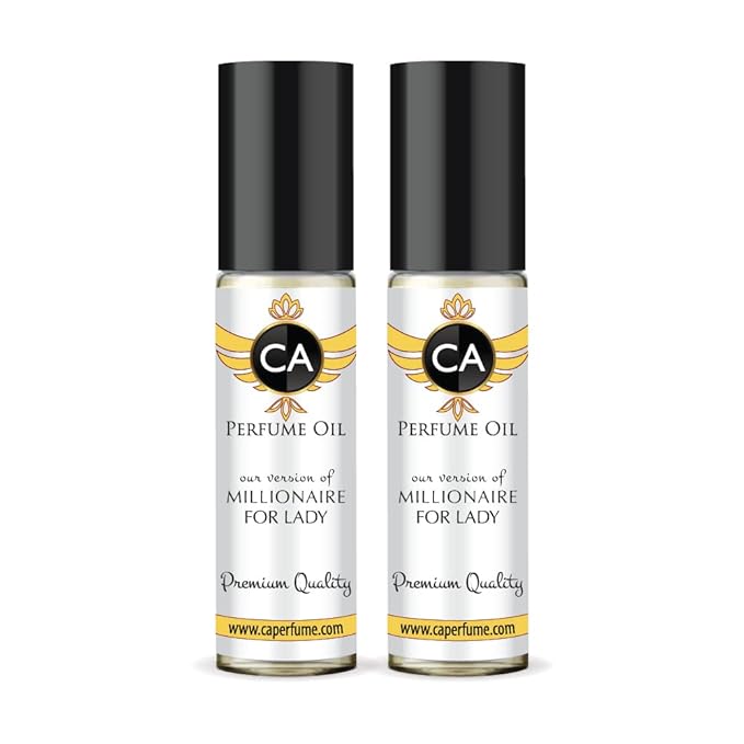 CA Perfume Impression of Millionaire For Lady for Women Eau De Parfum Floral Fruity Scent Long Lasting Perfumes for Women Travel Size TSA Ready for Day and Night Wear 0.33 Fl Oz 10ml (Pack of 2)