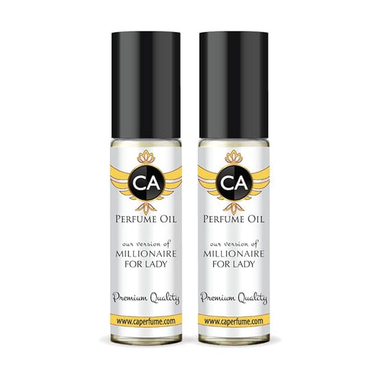 CA Perfume Impression of Millionaire For Lady for Women Eau De Parfum Floral Fruity Scent Long Lasting Perfumes for Women Travel Size TSA Ready for Day and Night Wear 0.33 Fl Oz 10ml (Pack of 2)