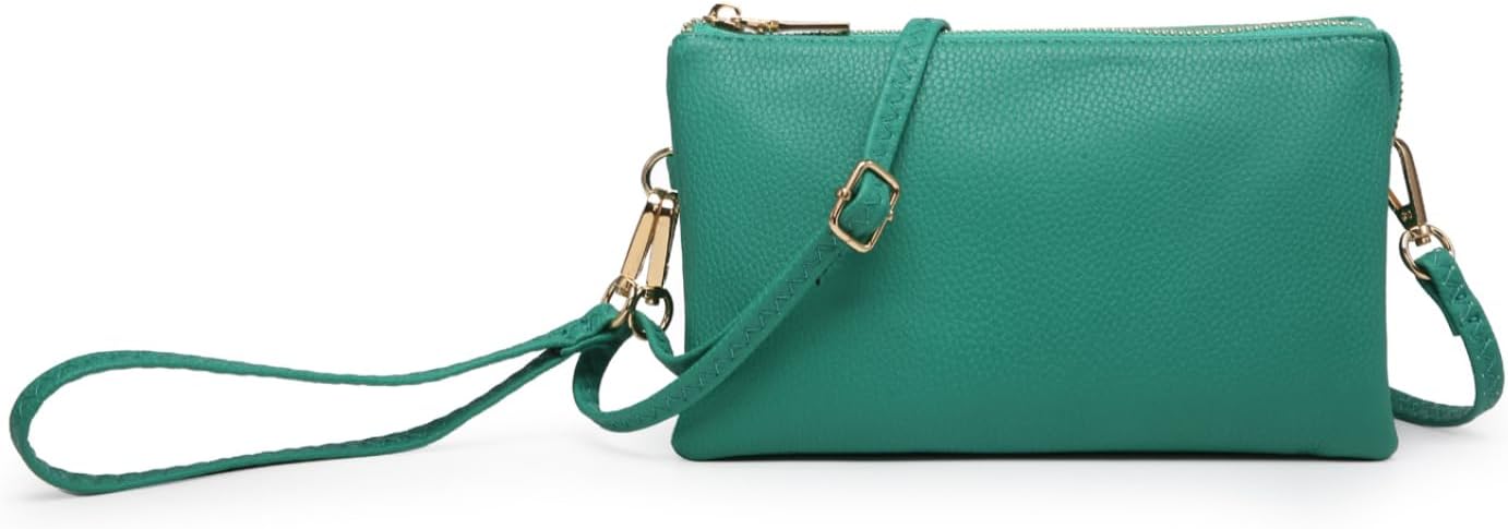 JEN & CO. Riley Small Crossbody Bags for Women Vegan Leather Wristlet Clutch Wallet Purses Handbags with 2 Straps