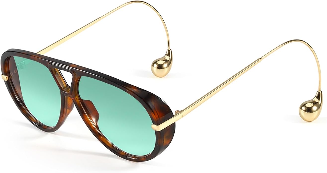 SODQW Oversized Aviator Sunglasses for Women With Earring Trendy Large Big XL Size 2025 Designer Ladies Shades