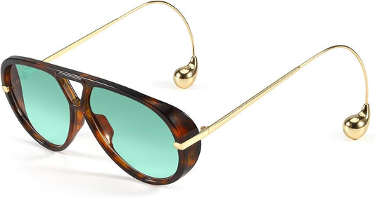 SODQW Oversized Aviator Sunglasses for Women With Earring Trendy Large Big XL Size 2025 Designer Ladies Shades