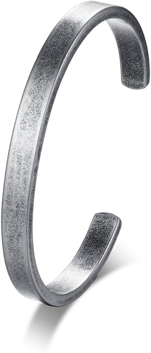 MEALGUET Stainless Steel Mens Cuff Bracelet : Minimal Cool Silver/Black/Gold Plated Open Metal Cuff Bangle Bracelets for Men,Mens Bracelet Jewelry Gift