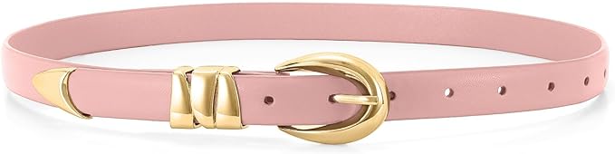 WHIPPY Women Skinny Leather Belt for Jeans Pants Dresses Ladies Fashion Waist Belt with Shiny Gold Buckle