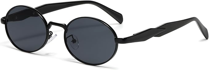 AIEYEZO Retro Oval Sunglasses for Women Men Trendy Fashion Round Sun Glasses Oval Metal Framed Shades