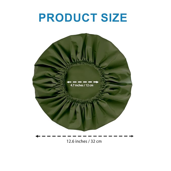 Shower Cap for Women, Double Layer Waterproof Bath Cap, Reusable Hair Protector, Large Waterproof Shower Bonnet Washable Elastic Band Bath Hair Hat for Long Hair, Braids， - Dark Green