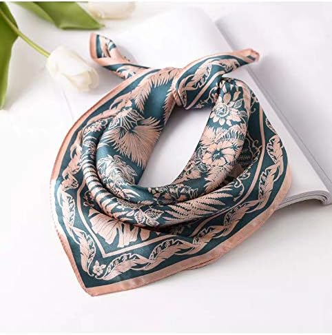 ANDANTINO 100% Real Mulberry Silk Scarf -21'' x 21''- Lightweight Neckerchief –Women Men Small Square Digital Printed Scarves