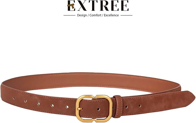 Women's Fashion Classic Metal Buckle Leather Belt with Jeans Dress