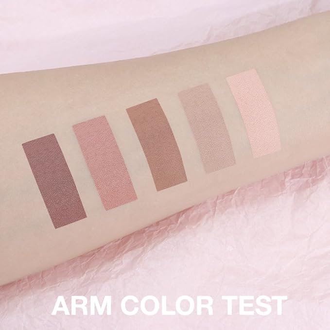 Matte Nude Eyeshadow Palette – 5-Color Neutral Peach Brown & Taupe Eye Shadow, High Pigment Blendable Long-Lasting Soft Nude Makeup Palette for Daily Natural Looks, Mature Eyes, Blue Green Brown Eyes
