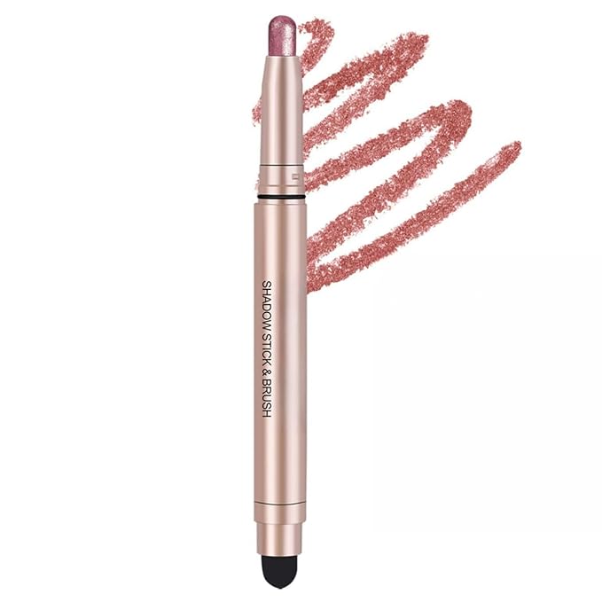 Eyeshadow Stick Long-Lasting Cream Shimmer Finish Easy Apply with Built-in Smudger Blendable Rosybrown
