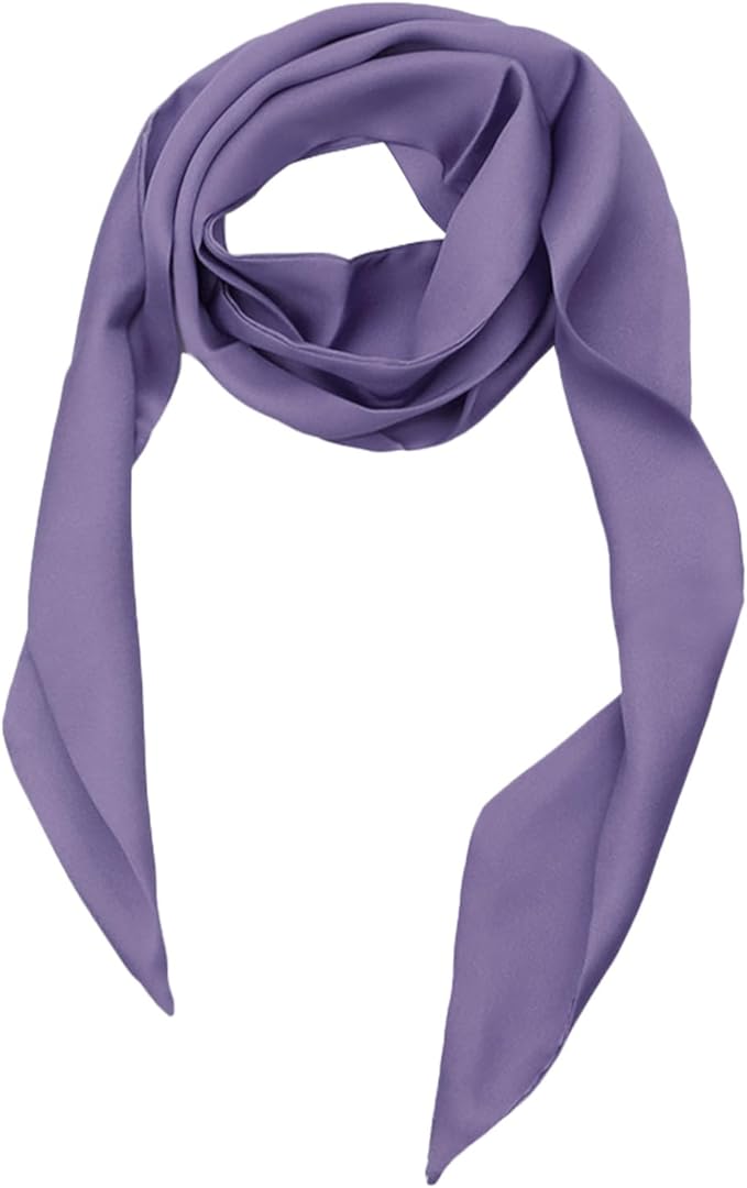 Long Satin Neckerchief Versatile Ribbon Tie Neck Scarf Solid Color Skinny Womens Tie