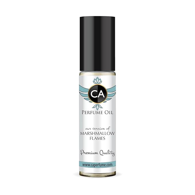 CA Perfume Originals Marshmallow Flames Unisex Fragrance Oil Gourmand Scent Long Lasting Perfumes for Women & Men Travel Size TSA Ready Mini Parfum Body Oil Roll-on 0.33 Fl Oz 10ml