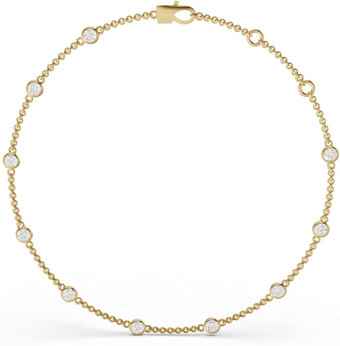 TimeLess Classics Women's Bracelet - Bezel Set Lab Grown Diamond Station Bracelet in 14K Yellow Gold - 0.50 Carat TW
