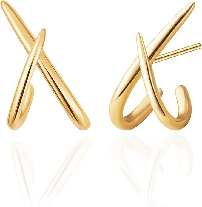 IMBOS Earrings for Women Trendy 14K Gold Stud Earrings Claw Earring Dainty Simple Minimalist Gold Earring Hypoallergenic Jewelry for Women Gifts