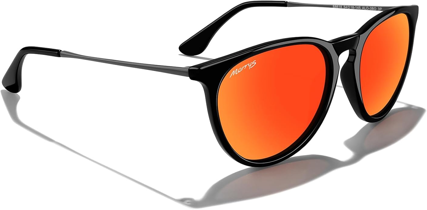 MERRY'S Vintage Polarized Sunglasses for Women Men Retro Round Mirrored Lens Sun glasses UV400
