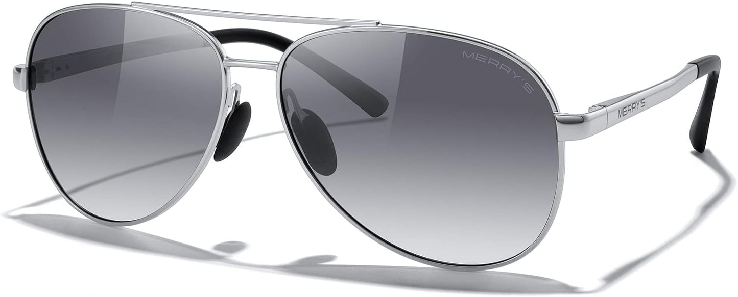 MERRY'S Aviator Sunglasses for Men Women - Polarized Driving Sun glasses Mirrored Lens UV 400 Protection 58 MM