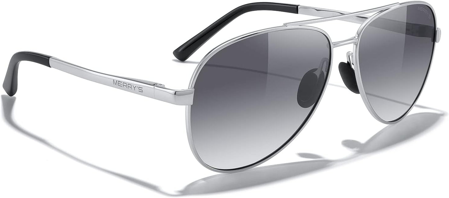 MERRY'S Aviator Sunglasses for Men Women - Polarized Driving Sun glasses Mirrored Lens UV 400 Protection 58 MM