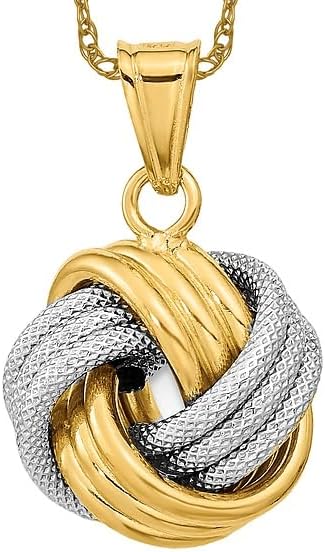 IceCarats 14K Solid Two Tone Gold Love Knot Necklace Chain Pendant Charm