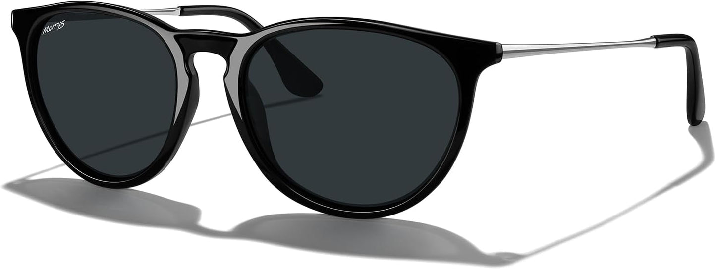 MERRY'S Vintage Polarized Sunglasses for Women Men Retro Round Mirrored Lens Sun glasses UV400