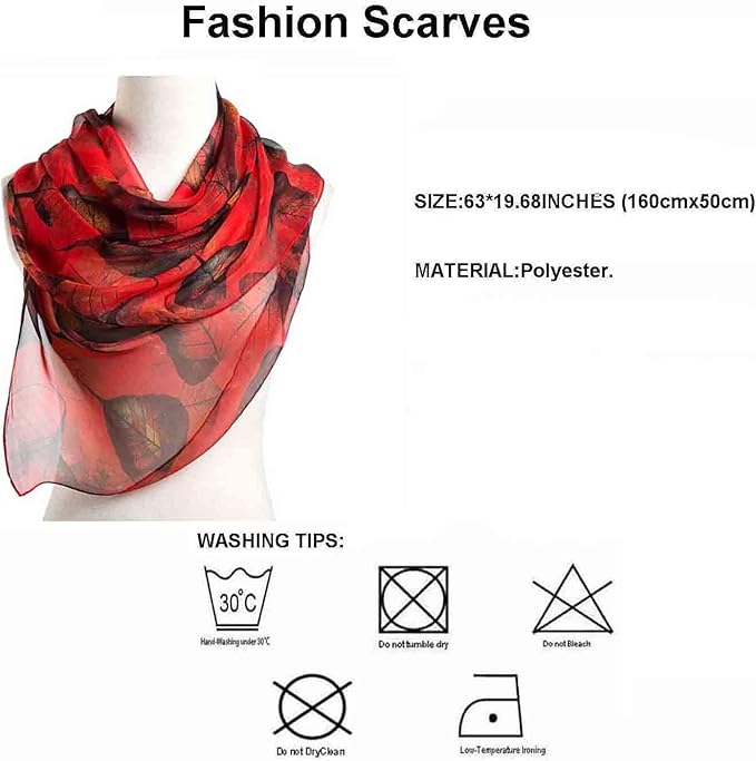 Pokeedioty Scarfs for Women Lightweight Scarves Elegant Floral Pattern Sheer Scarfs Shawls Wraps