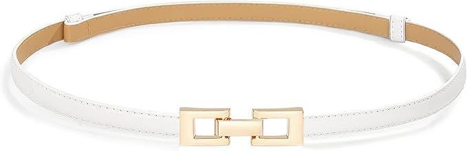 Glamorstar Skinny Belts for Women Thin PU Leather Waist Belt with Gold Buckle for Dresses