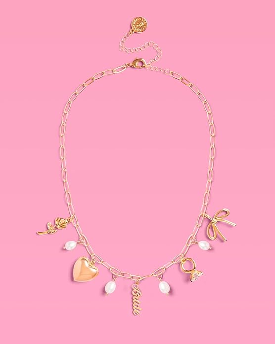 xo, Fetti Gold Bride Charm Necklace | Pearl Bachelorette Accessory, Rhinestone Bridal Jewelry, Bach Party Decorations, Bridesmaid Gift, Wedding Chain Choker
