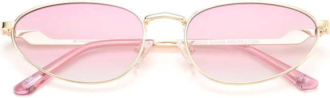 Retro Oval Sunglasses Womens Mens Trendy 2025, Fashion Y2K Narrow Oval Cat Eye Sun Glasses UV400 Protection VF2251