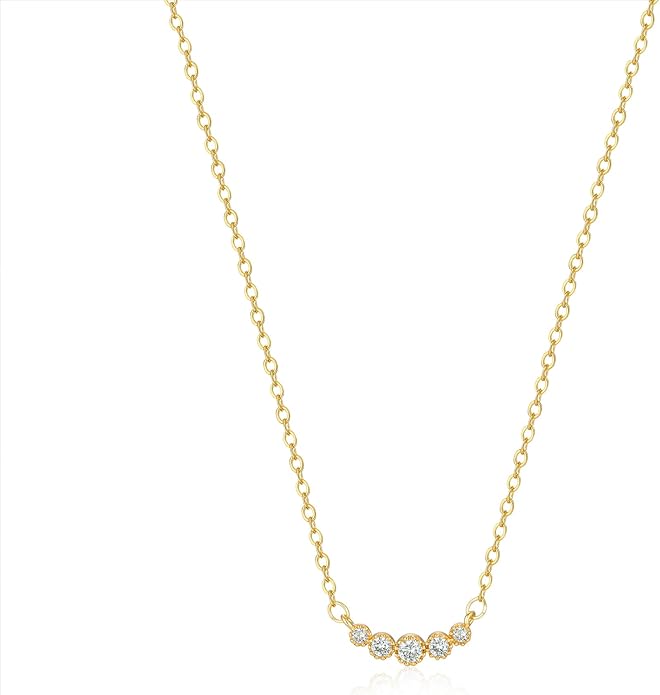 MIDEEO Christmas Gifts for Grandkids CZ Diamond Necklace for Women Dainty Layered Cubic Zirconia Solitaire Pendant Necklace Gold Plated Waterdrop Shape Square Emerald Green CZ Simulated Diamond Bridesmaid Necklace