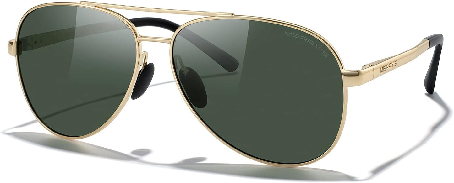 MERRY'S Aviator Sunglasses for Men Women - Polarized Driving Sun glasses Mirrored Lens UV 400 Protection 58 MM