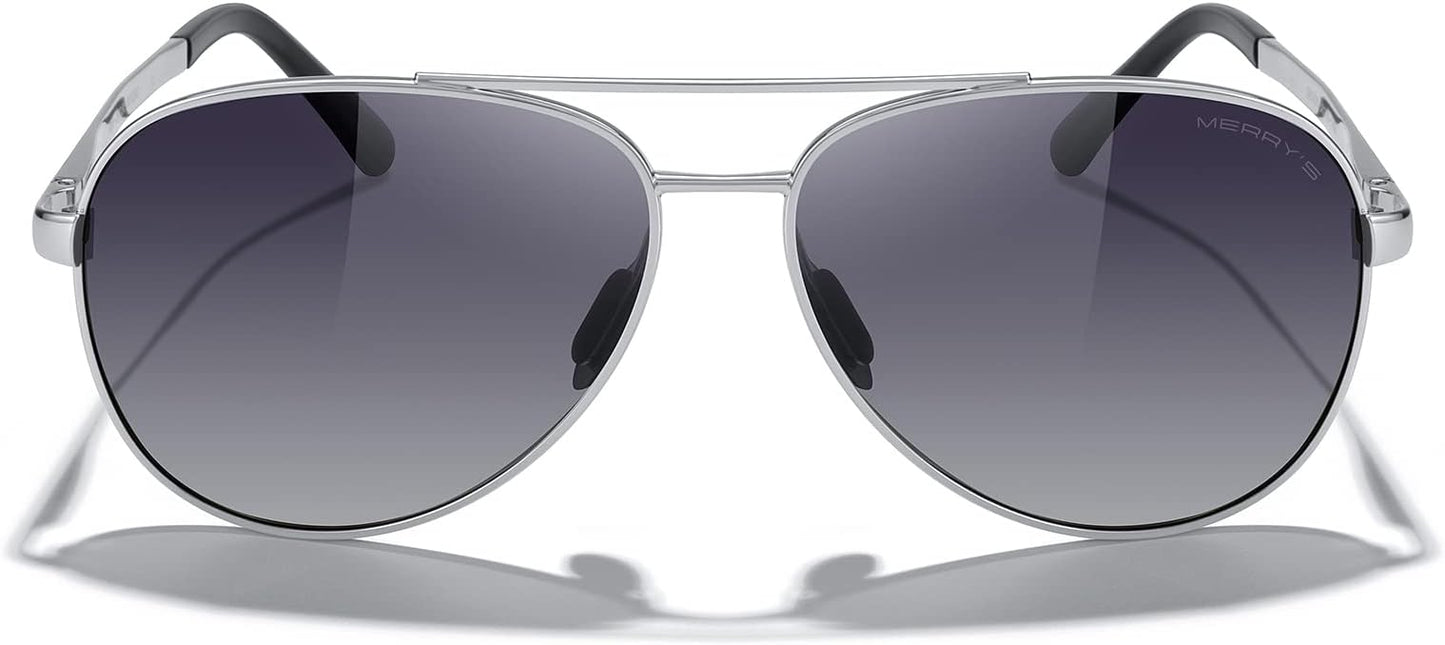 MERRY'S Aviator Sunglasses for Men Women - Polarized Driving Sun glasses Mirrored Lens UV 400 Protection 58 MM