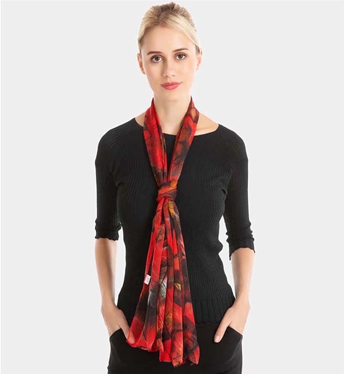 Pokeedioty Scarfs for Women Lightweight Scarves Elegant Floral Pattern Sheer Scarfs Shawls Wraps
