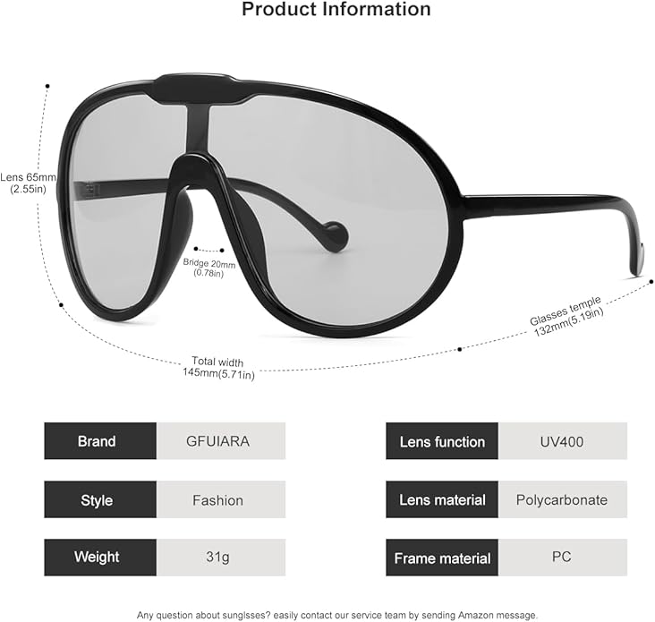 Trendy Oversized Sunglasses for Women Men Fashion Shield Aviator Sun Glasses UV400 Protection Goggles