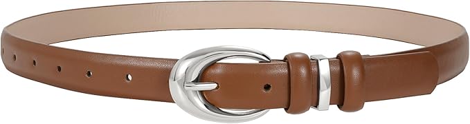 TRIWORKS Women Leather Belt for Jeans Pants Fashion Ladies Skinny Faux Leather Dress belt with Gold Buckle