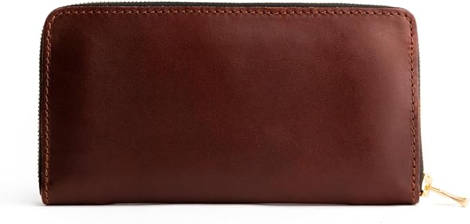 Portland Leather Goods Women's Accordion Zip Wallet – Handcrafted in Durable, Full-Grain Leather – 8 Card Slots & Secure Zippered Pocket – Cognac