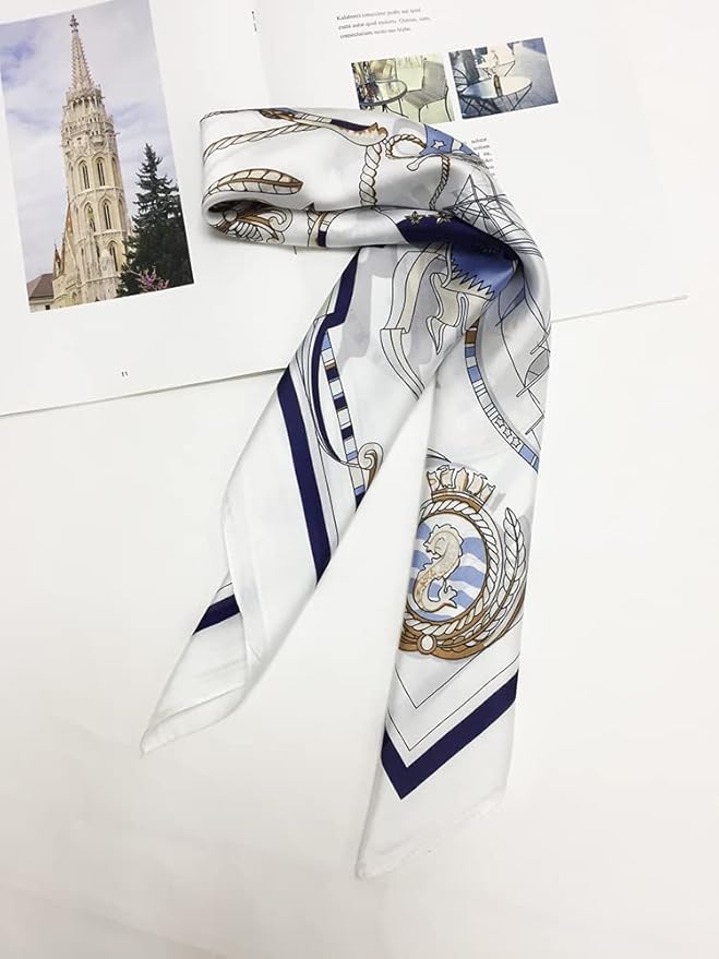 FONYVE Silk Feeling Scarf Medium Square Satin Head Scarf for Women 27.5 × 27.5 inches