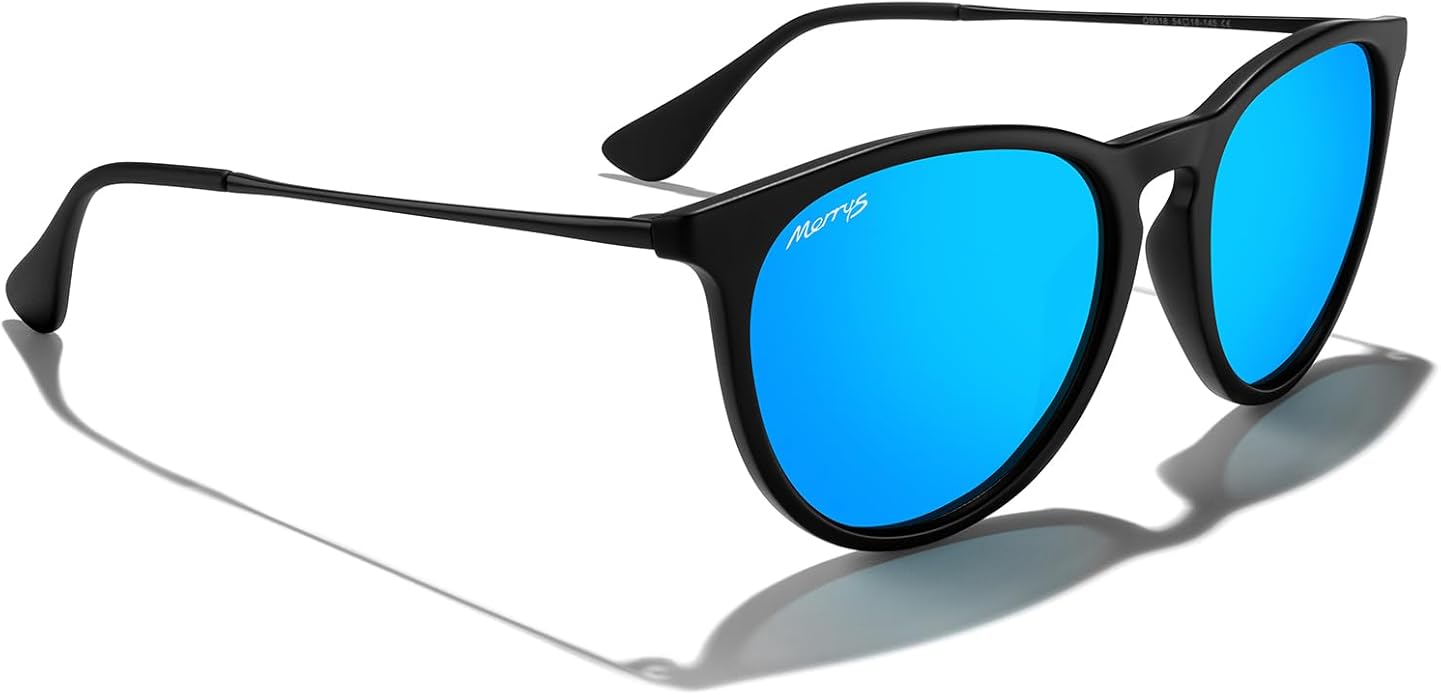MERRY'S Vintage Polarized Sunglasses for Women Men Retro Round Mirrored Lens Sun glasses UV400